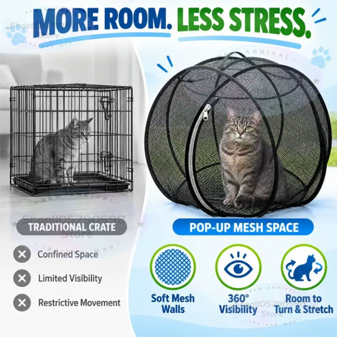New 360° Panoramic Pop-Up Rolling Cat Playpen Ball, Outdoor Cat Ball Cage,Foldable Mesh Cat Playpen,Rolling Outdoor Pet Ball