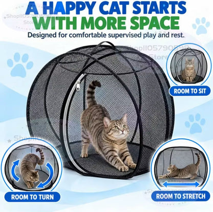 New 360° Panoramic Pop-Up Rolling Cat Playpen Ball, Outdoor Cat Ball Cage,Foldable Mesh Cat Playpen,Rolling Outdoor Pet Ball