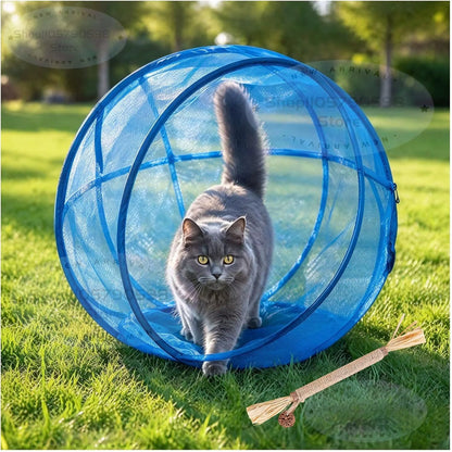 New 360° Panoramic Pop-Up Rolling Cat Playpen Ball, Outdoor Cat Ball Cage,Foldable Mesh Cat Playpen,Rolling Outdoor Pet Ball