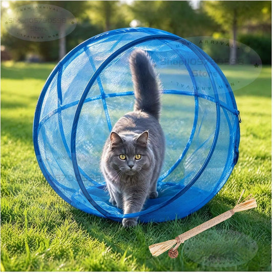 New 360° Panoramic Pop-Up Rolling Cat Playpen Ball, Outdoor Cat Ball Cage,Foldable Mesh Cat Playpen,Rolling Outdoor Pet Ball