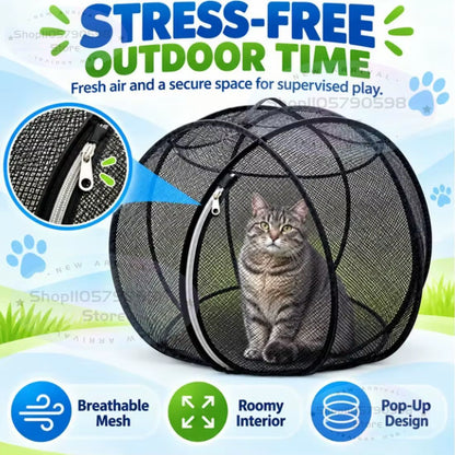 New 360° Panoramic Pop-Up Rolling Cat Playpen Ball, Outdoor Cat Ball Cage,Foldable Mesh Cat Playpen,Rolling Outdoor Pet Ball