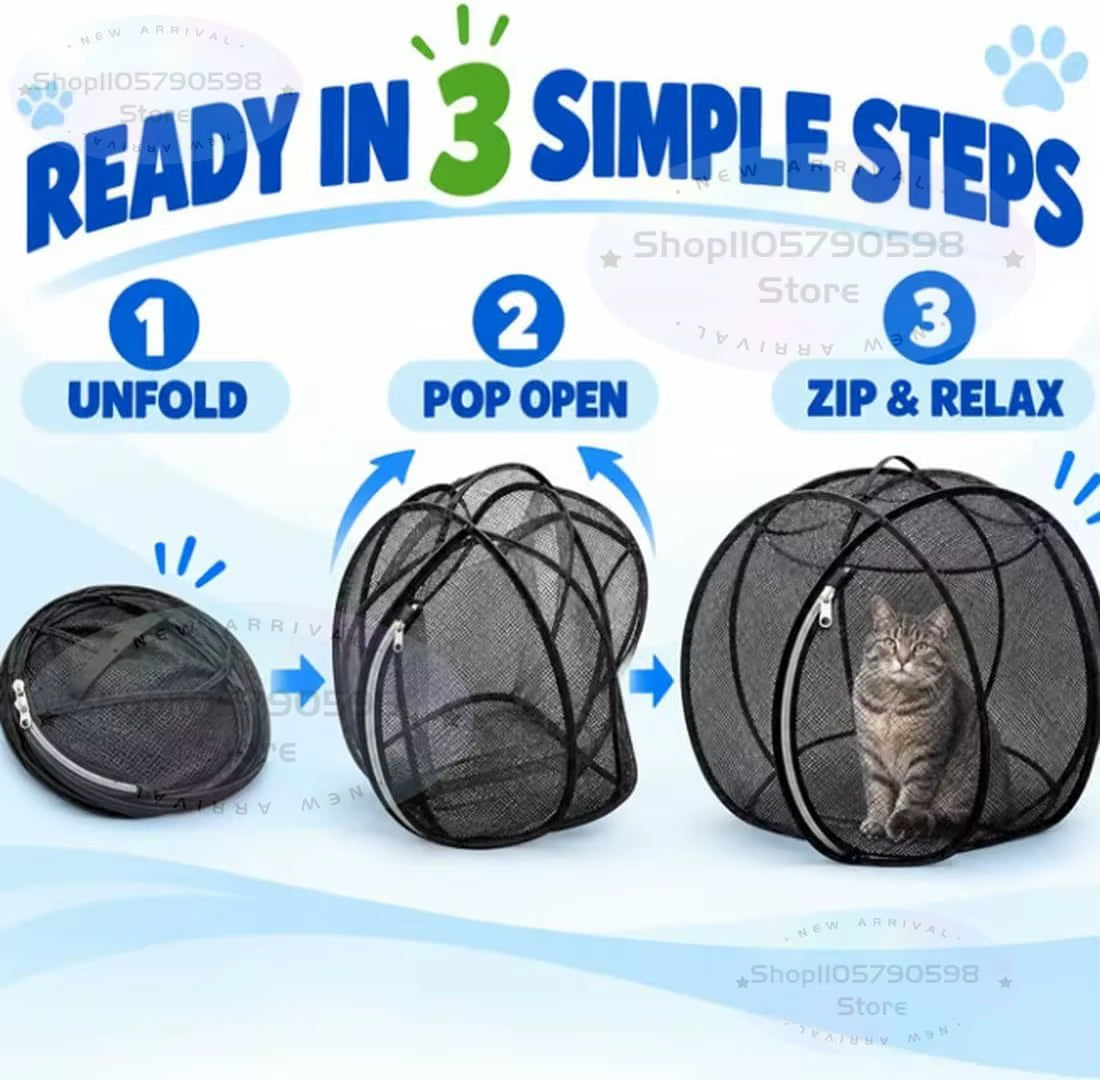 New 360° Panoramic Pop-Up Rolling Cat Playpen Ball, Outdoor Cat Ball Cage,Foldable Mesh Cat Playpen,Rolling Outdoor Pet Ball