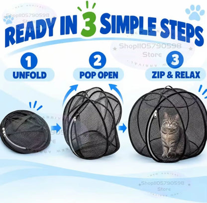 New 360° Panoramic Pop-Up Rolling Cat Playpen Ball, Outdoor Cat Ball Cage,Foldable Mesh Cat Playpen,Rolling Outdoor Pet Ball